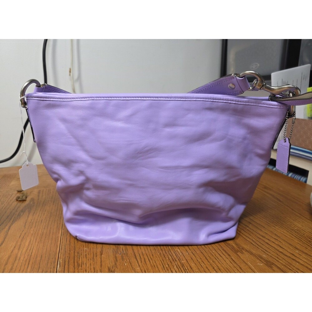 Coach Purse Sarah Leather hobo bag Z19608 Purple Painted Ecru Vtg Soho